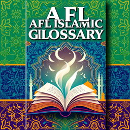 A vibrant and attractive book cover design for an 'AFL Islamic Glossary'