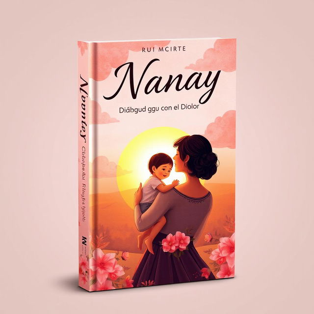 A captivating book cover design for 'Nanay: Diálogo con el Dolor' that reflects the themes of maternal love and dealing with pain