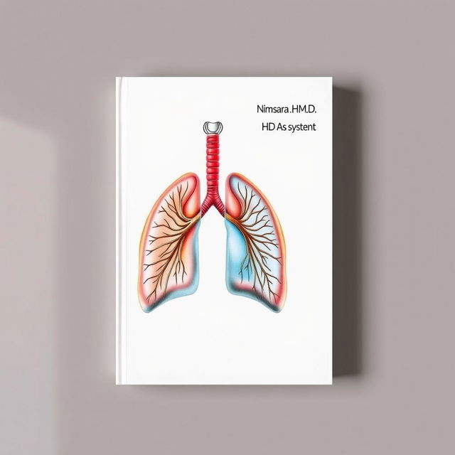 A book cover design featuring a detailed and vibrant anatomical illustration of the respiratory system, including the lungs and trachea, displayed prominently