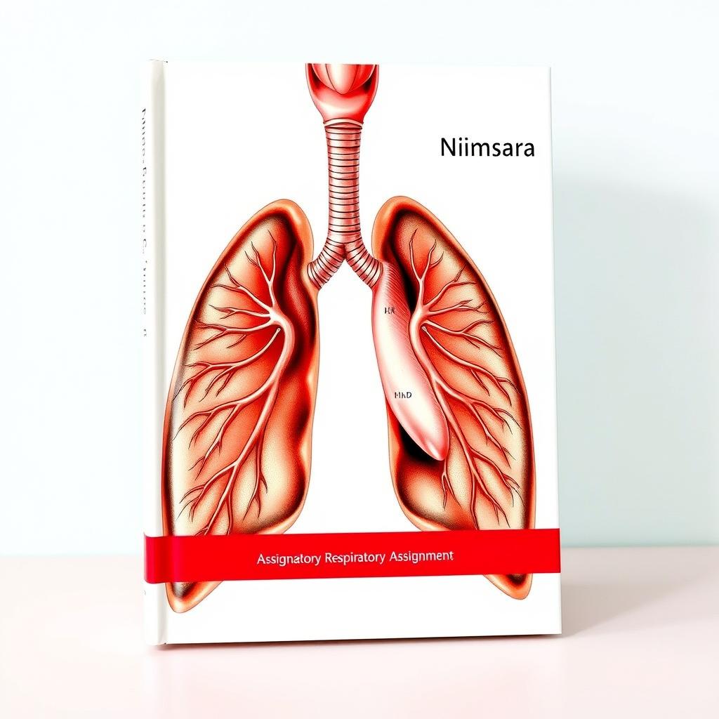 A book cover design featuring a detailed and vibrant anatomical illustration of the respiratory system, including the lungs and trachea, displayed prominently