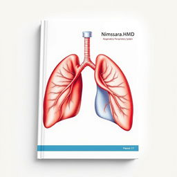 A book cover design featuring a detailed and vibrant anatomical illustration of the respiratory system, including the lungs and trachea, displayed prominently