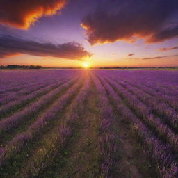 An HDR-rendered image of a vast lush field under a brilliant sunset in a 1920x1080 resolution