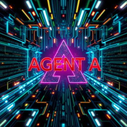 The phrase 'AGENT A' displayed in large, bold letters prominently in the foreground, set against a striking cyberwarfare background