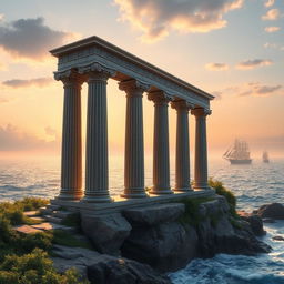 A beautiful book cover for an adult fantasy romance series, featuring four majestic columns reminiscent of classical Greek and Roman architecture
