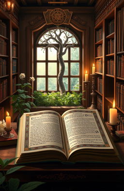 A peaceful and serene scene depicting a beautifully illuminated manuscript of the Torah, surrounded by Kabbalistic symbols like the Tree of Life and the Ten Sefirot