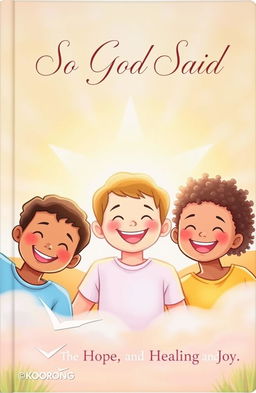 A heartwarming book cover featuring smiling children with diverse backgrounds, basking in a warm, gentle light that symbolizes hope and unity