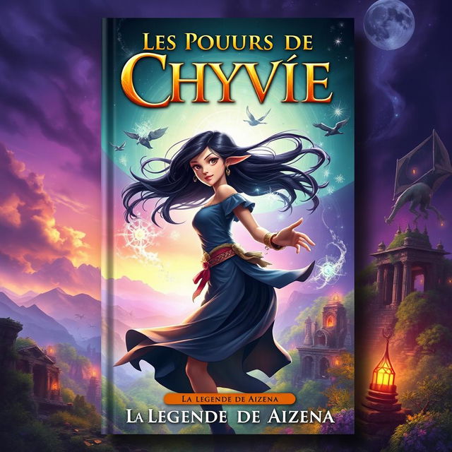 A captivating book cover design for 'Les Pouvoirs de Chyvie BITOKI: La Légende de Aizena'