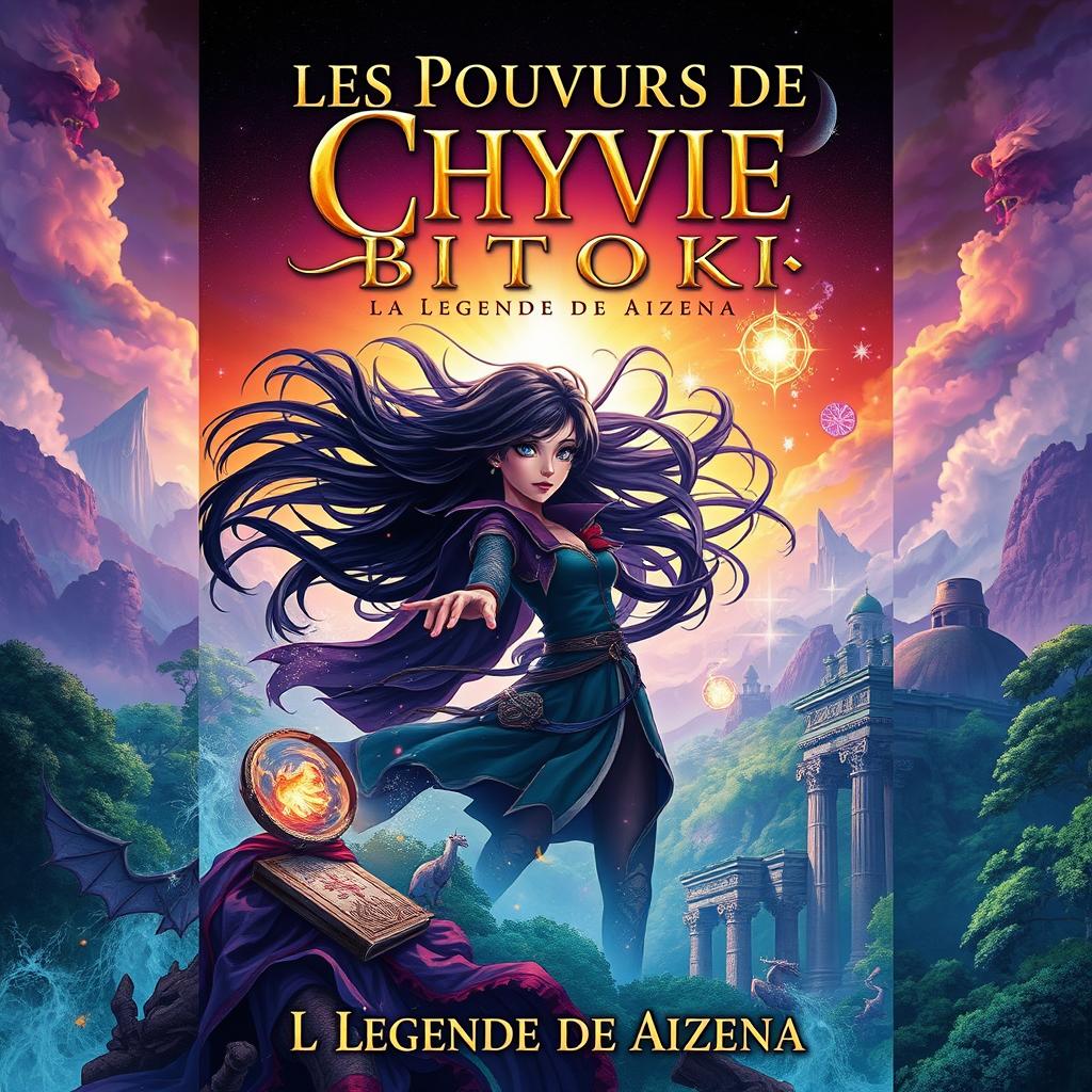 A captivating book cover design for 'Les Pouvoirs de Chyvie BITOKI: La Légende de Aizena'