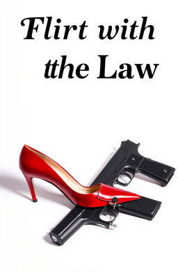A striking image featuring a red high heel shoe and a pistol elegantly placed on a pristine white background