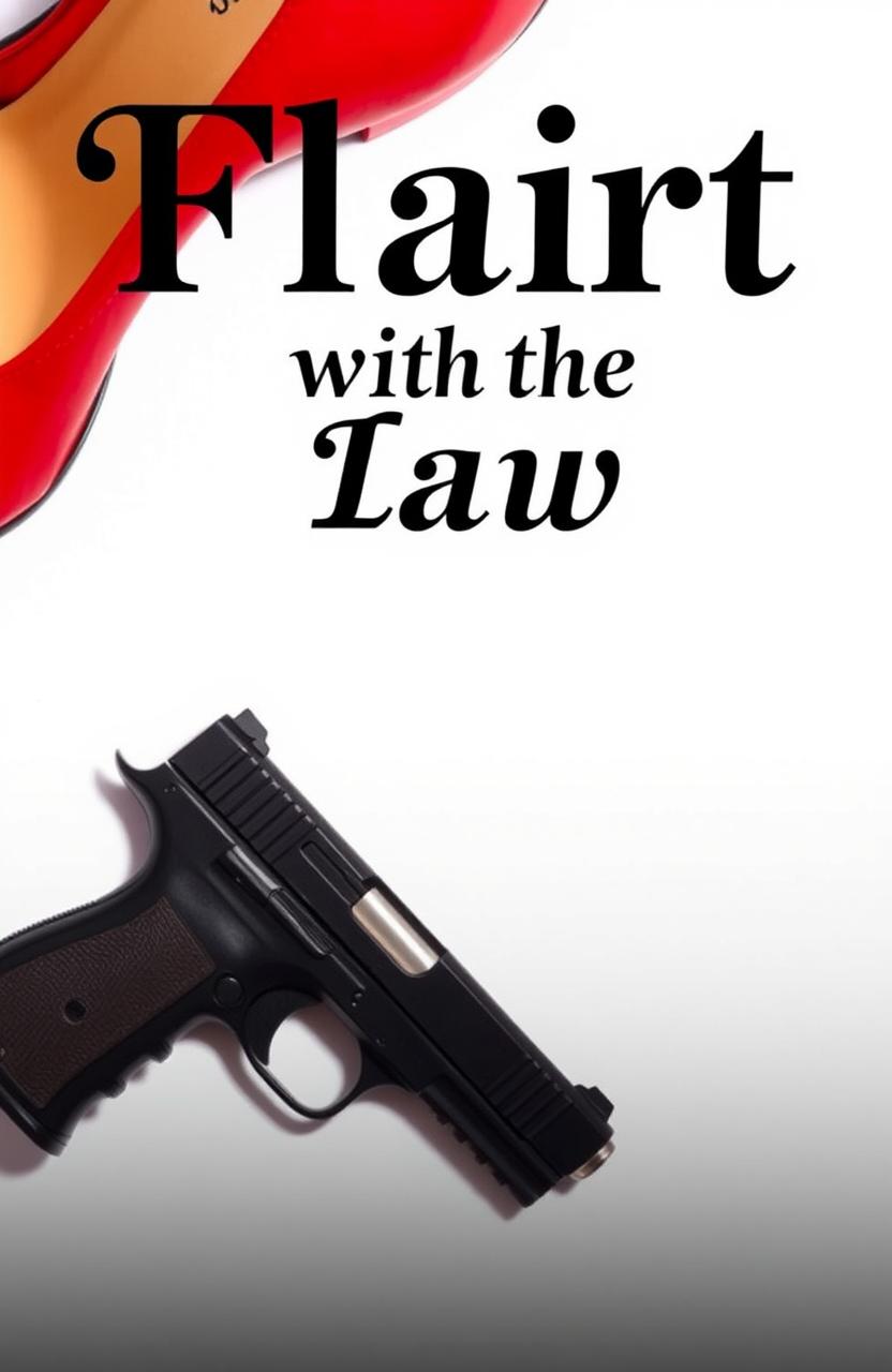 A striking image featuring a red high heel shoe and a pistol elegantly placed on a pristine white background