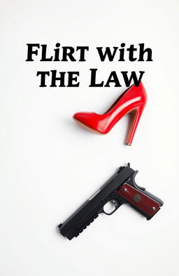 A striking image featuring a red high heel shoe and a pistol elegantly placed on a pristine white background