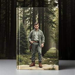 Обложка для книги, на которой изображён парень с длинными седыми волосами, идущий спиной в тёмный лес