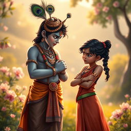 A powerful moment illustrating Lord Krishna interacting with an angry young girl