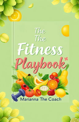 A warm and inviting front book cover for a health and nutrition guide titled "The Fitness Playbook" by "Marianna The Coach"