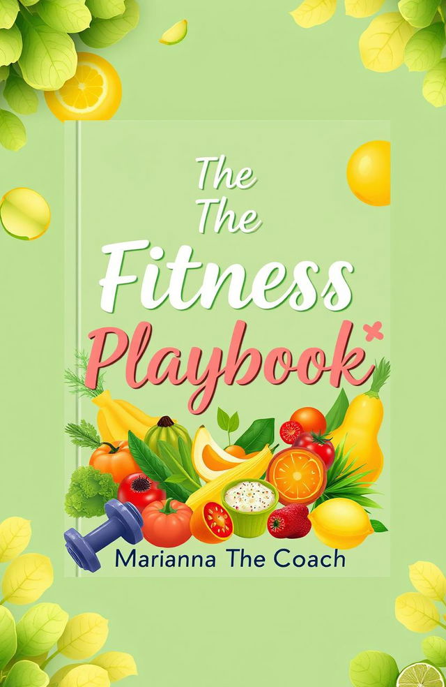 A warm and inviting front book cover for a health and nutrition guide titled "The Fitness Playbook" by "Marianna The Coach"