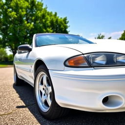 A stunning 1998 Chevrolet Cavalier Z24, featuring a pristine white body and matching white wheels