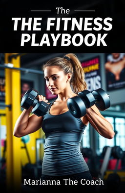 An inspiring gym scene featuring a strong, athletic woman lifting dumbbells