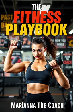 An inspiring gym scene featuring a strong, athletic woman lifting dumbbells