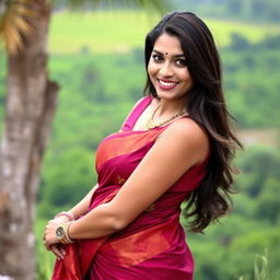 A stunning, sexy South Indian woman in her 40s, exuding confidence and charm
