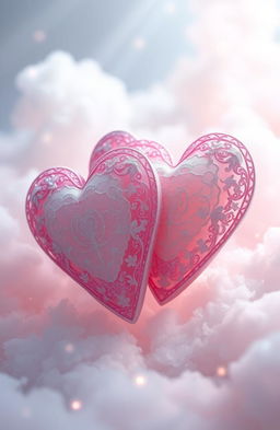 A delicate, artistic representation of fragile hearts intertwined in a soft, dreamy atmosphere