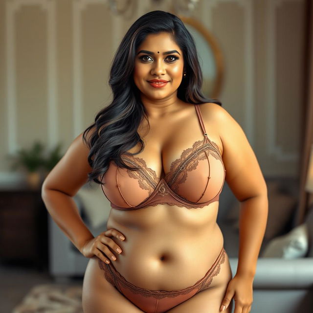 An attractive, sexy South Indian woman in her 40s, proudly showcasing her full body