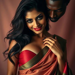 A stunning portrait of Aishwarya Rai draped in a hot saree, elegantly revealing her navel