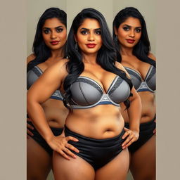 A stunning 40-year-old South Indian woman with an impressive physique, featuring massive breasts, a big round ass, and curvy big hips
