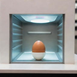 The precious egg, carefully placed within a state-of-the-art incubator, where it bathes in warm, nurturing light, surrounded by the watchful eyes of hopeful scientists