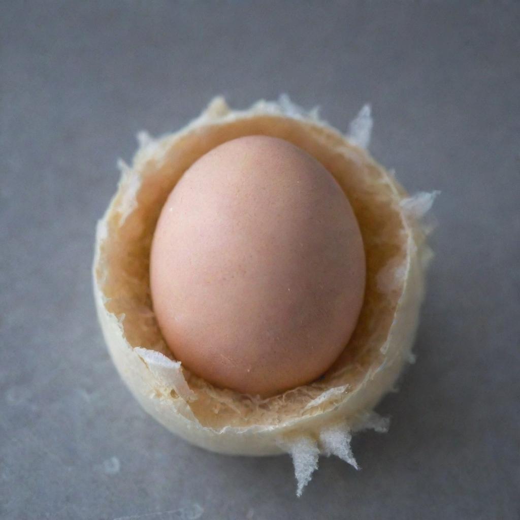 A moment of surprise and anticipation as the egg in the incubator begins to hatch, fractures spiderwebbing across its surface, revealing a hint of what lies within