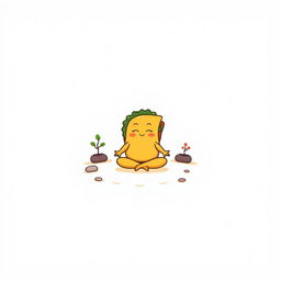 A gray t-shirt design featuring a whimsical cartoon-style taco meditating in a Zen garden on the front, with a clean white background