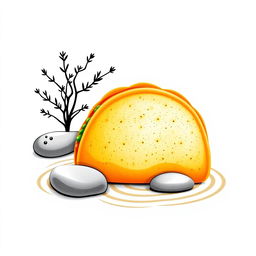 A t-shirt featuring a whimsical taco design with an orange tortilla