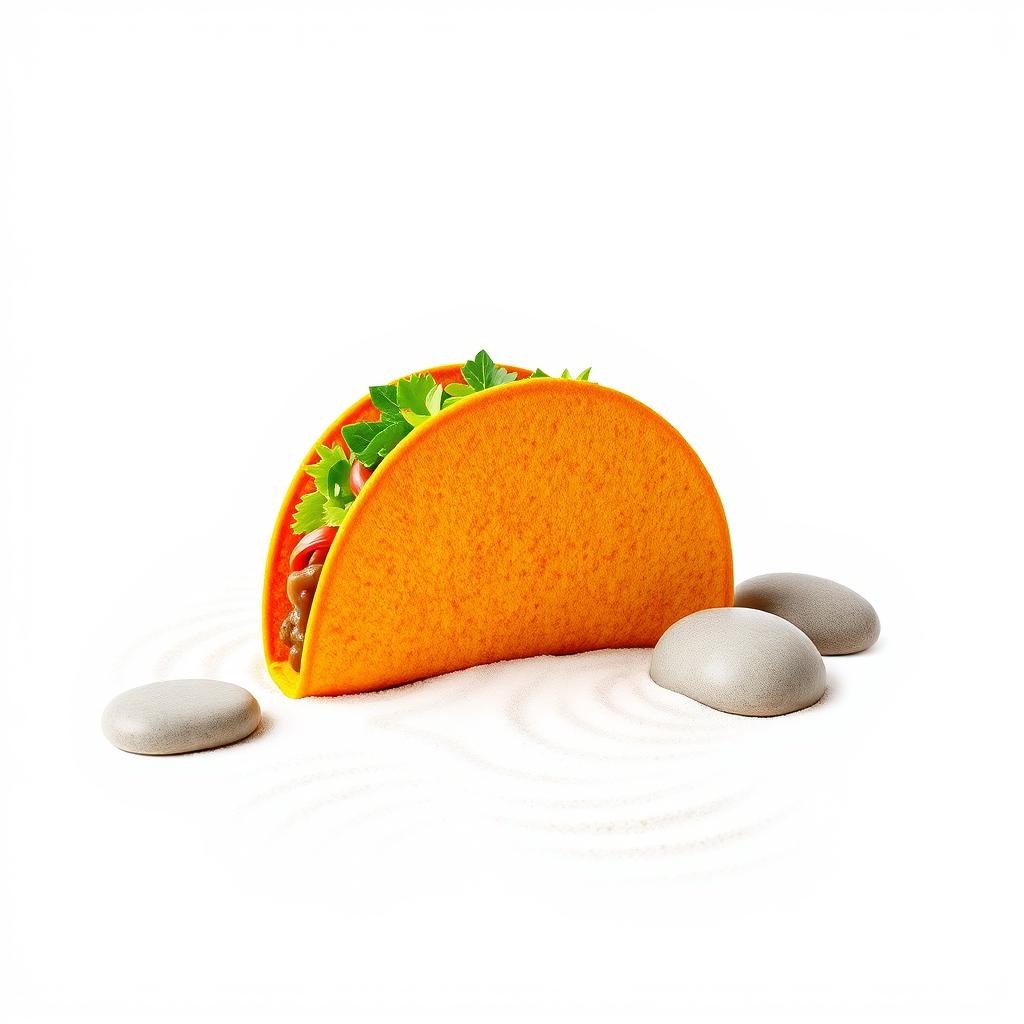 A t-shirt featuring a whimsical taco design with an orange tortilla