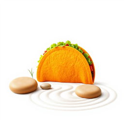 A t-shirt featuring a whimsical taco design with an orange tortilla