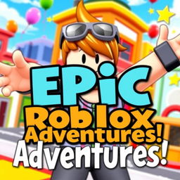 A colorful and engaging YouTube thumbnail for a Roblox video, featuring an animated character from the game in a dynamic pose, smiling and with arms outstretched