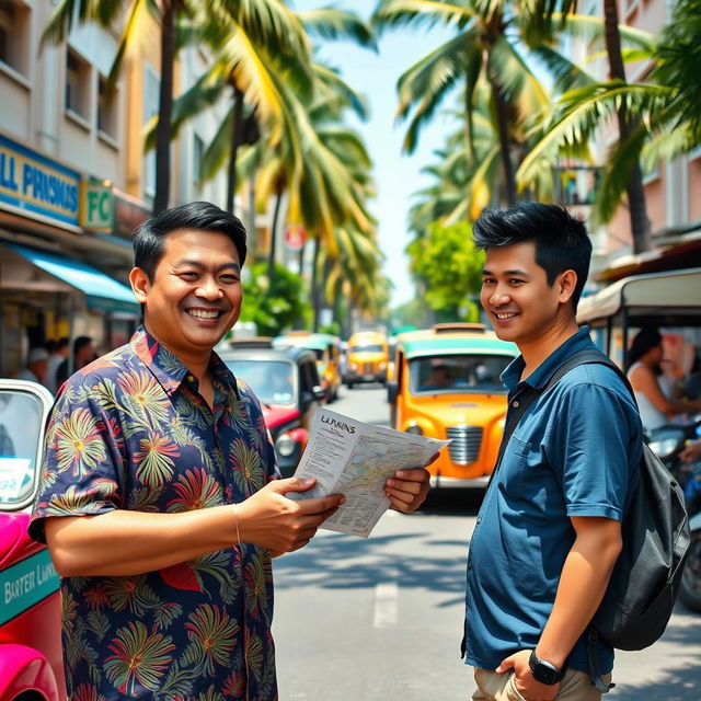 A friendly local in the Philippines giving directions to a tourist