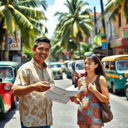 A friendly local in the Philippines giving directions to a tourist