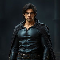 An average-looking man with medium length dark hair and a slightly muscular build
