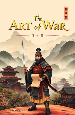 A beautifully illustrated cover design for the ancient Chinese military treatise 'The Art of War' by Sun Tzu