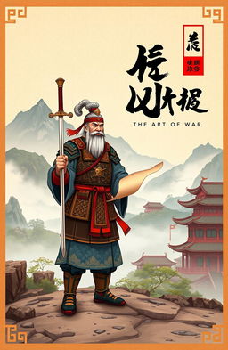 A beautifully illustrated cover design for the ancient Chinese military treatise 'The Art of War' by Sun Tzu