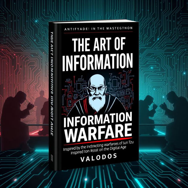 A modern and striking book cover design for 'The Art of Information Warfare' inspired by the teachings of Sun Tzu, authored by Valodos