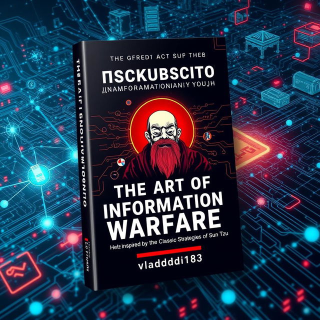 A visually striking book cover design for 'Искусство Информационной Войны' (The Art of Information Warfare) inspired by the classic strategies of Sun Tzu, authored by vladdd183