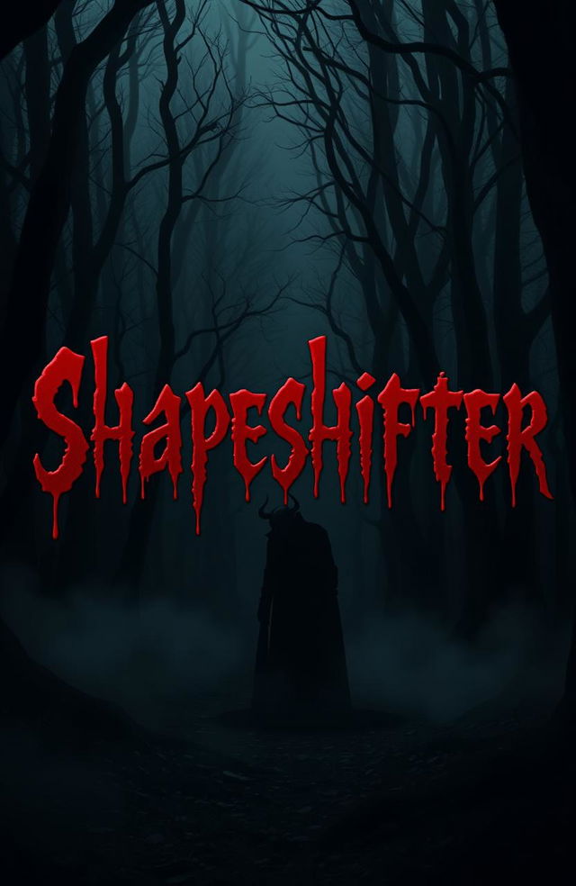 A dark horror-themed scene featuring ominous red blood text that spell out 'Shapeshifter'