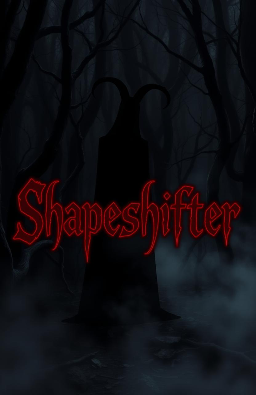 A dark horror-themed scene featuring ominous red blood text that spell out 'Shapeshifter'