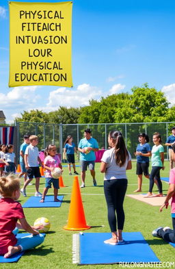 An engaging classroom scene depicting various physical education teaching methods in action