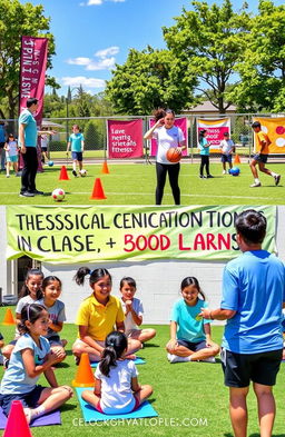 An engaging classroom scene depicting various physical education teaching methods in action