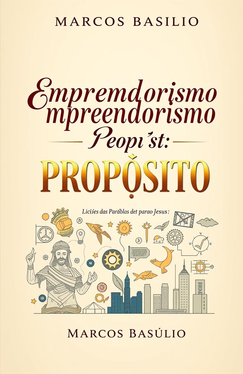 A book cover design titled 'Empreendedorismo com Propósito: Lições das Parábolas de Jesus para o Empreendedor de Hoje' by Marcos Basílio