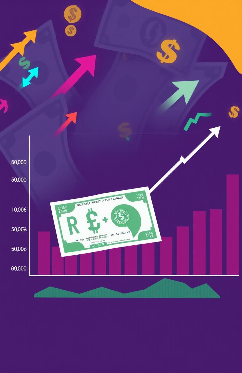 A stylized chart depicting the Rupiah currency projected to strengthen slightly, set against the backdrop of trembling U