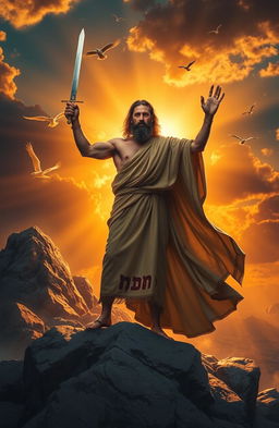A powerful artistic representation of Gideão, the biblical figure, symbolizing strength through weakness