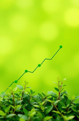A vibrant green background symbolizing growth, featuring a line graph that depicts the rising value of the Indonesian Rupiah