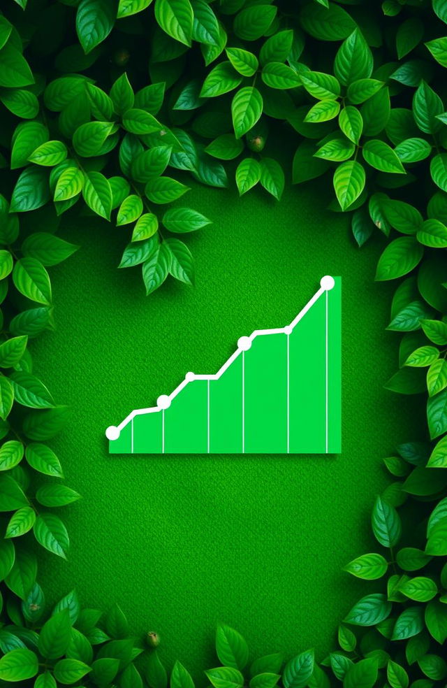 A vibrant green background symbolizing growth, featuring a line graph that depicts the rising value of the Indonesian Rupiah